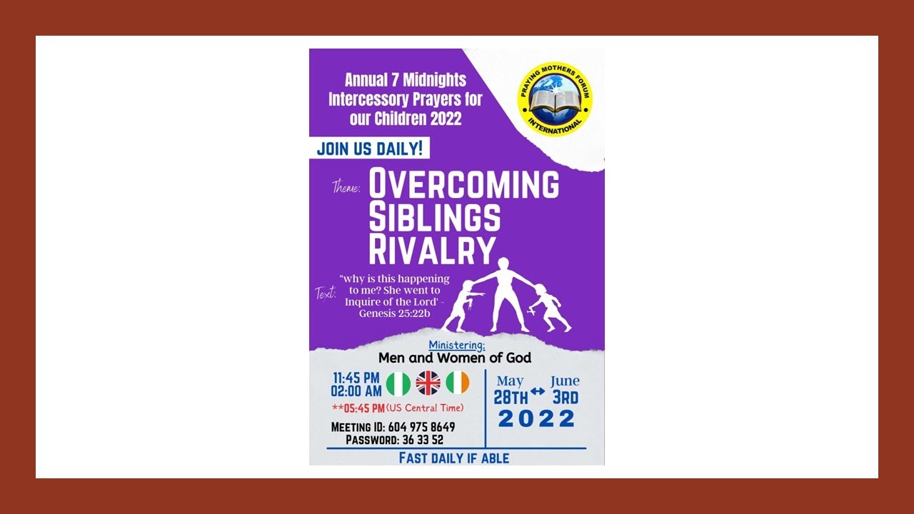 2022 Overcoming Sibling Rivalry, Day 3 flyer